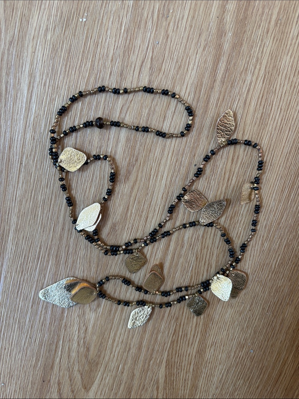 Lightweight Gold Leaf Beaded Necklace